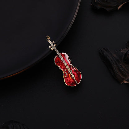 Fashion Violin  Punk Brooches Crystal Rhinestone Musical Instruments Brooch Pin Jewelry Accessories