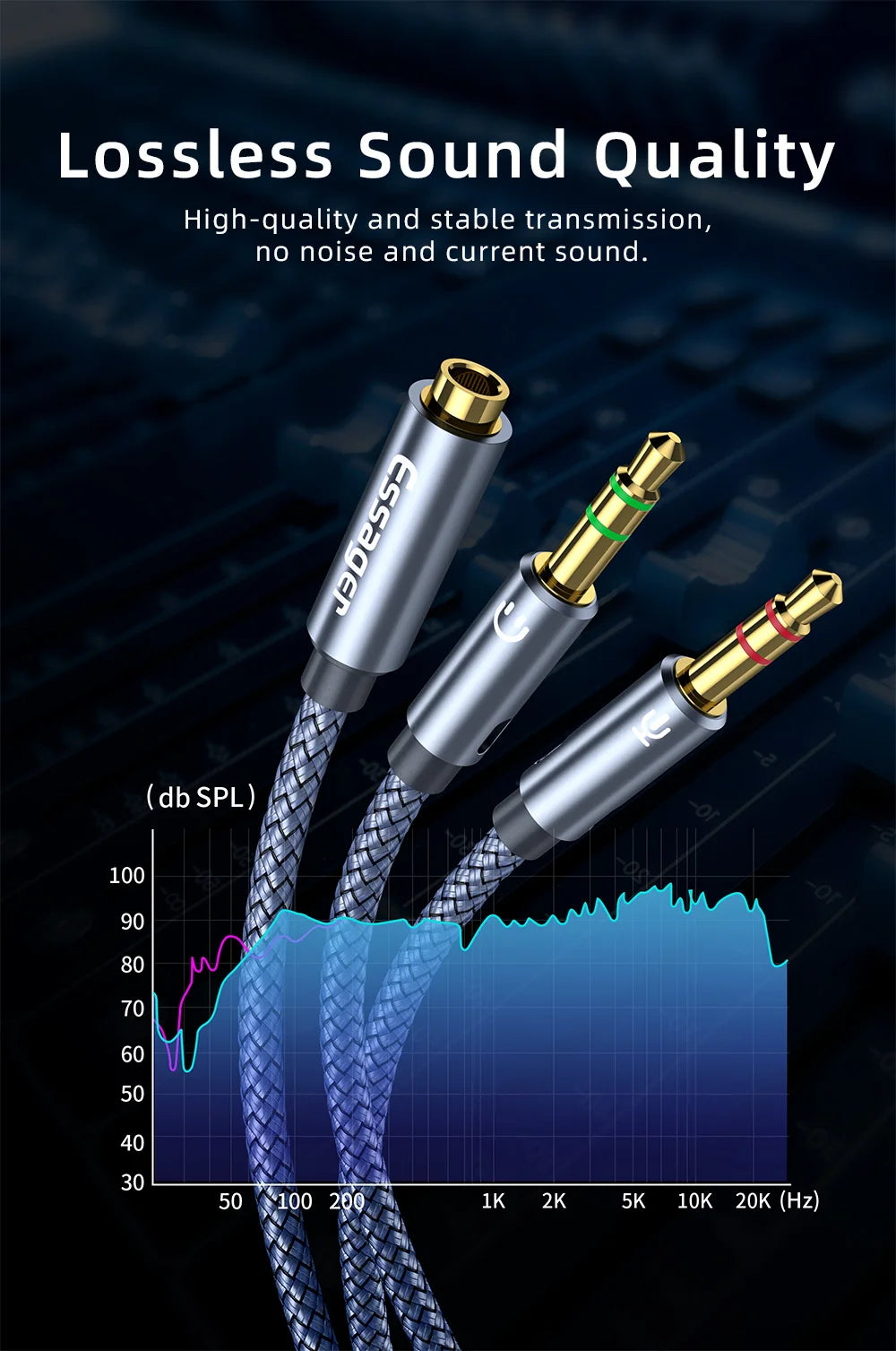 Essager Headphone Audio Splitter 3.5mm Female to 2 3.5 mm Jack Male Aux Cable For Computer Speaker Mic Y Splitter to PC Adapter