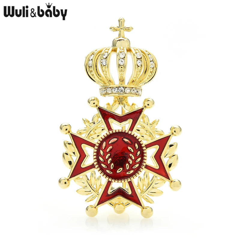 Wuli&baby Wear Crown Star Brooches For Women Unisex Alloy Enamel Office Casual Badge Brooch Pins Gifts