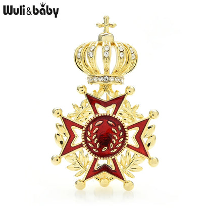 Wuli&baby Wear Crown Star Brooches For Women Unisex Alloy Enamel Office Casual Badge Brooch Pins Gifts
