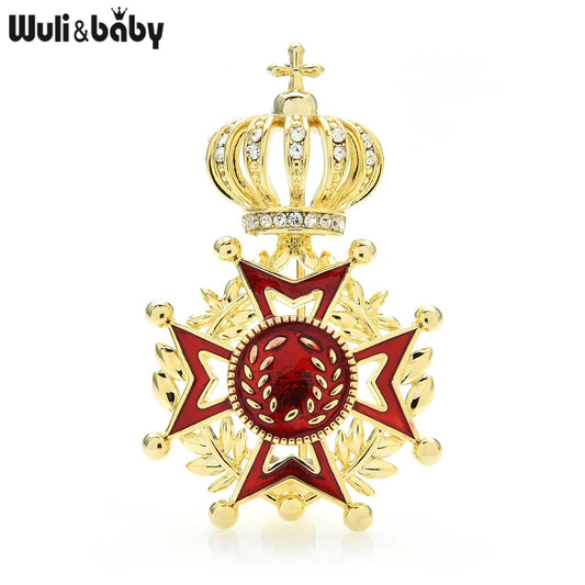 Wuli&baby Wear Crown Star Brooches For Women Unisex Alloy Enamel Office Casual Badge Brooch Pins Gifts