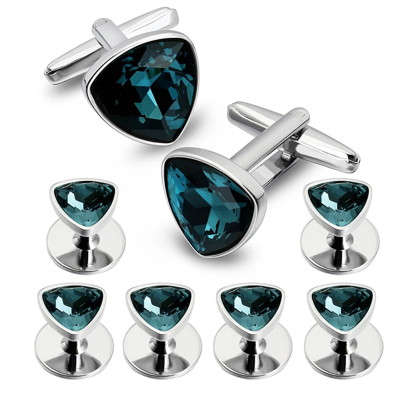 HAWSON Mens Cufflinks and Tuxedo Studs Set,luxury crystal cufflinks for Birthday Wedding Anniversary Jewelry or Accessories