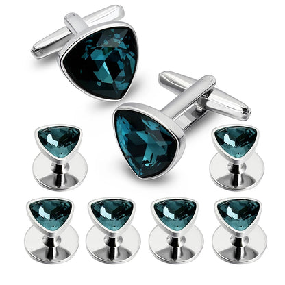 HAWSON Mens Cufflinks and Tuxedo Studs Set,luxury crystal cufflinks for Birthday Wedding Anniversary Jewelry or Accessories