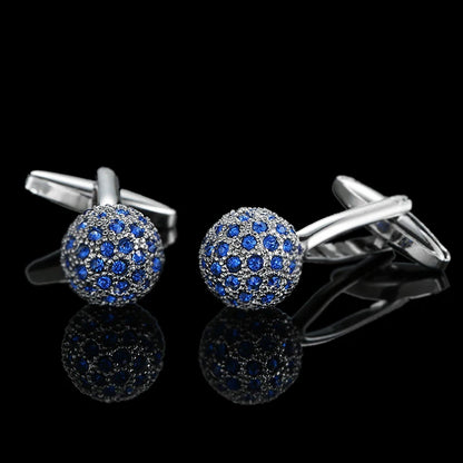 Summer new high quality brass hand inlaid Blue Crystal zircon Cufflinks classic style men's jewelry gifts