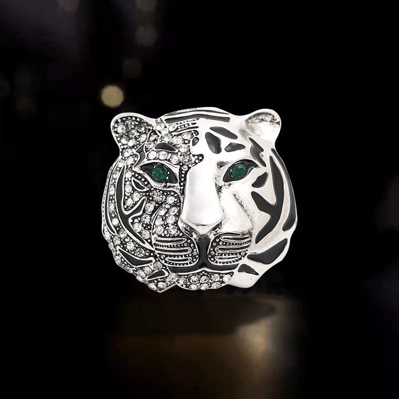 Wuli&baby Big Brand Rhinestone Tiger Brooches For Women Men 2-color 2022 The Year Of Tiger Party Brooch Pin Gifts
