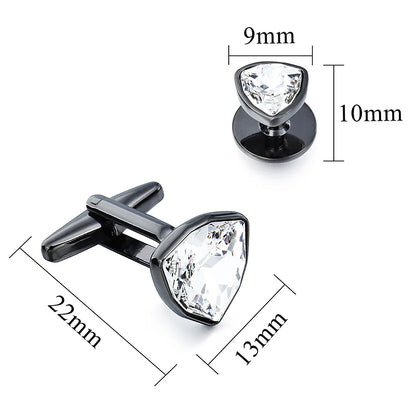 HAWSON Mens Cufflinks and Tuxedo Studs Set,luxury crystal cufflinks for Birthday Wedding Anniversary Jewelry or Accessories