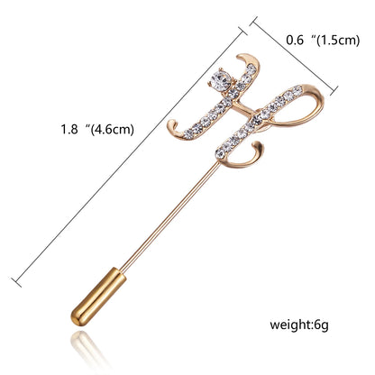 Rinhoo Trendy Korean Crystal Rhinestone Flower Long Needle Pin Brooch Women Simple Wedding Letters Butterfly Crown Badge Jewelry