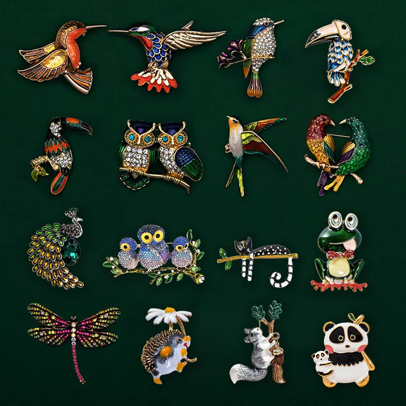 Creative Enamel Female Suit Bird Dragonfly Animal Pin Brooch Fashion Woman Girl Bag School Bag Brooches Accessories