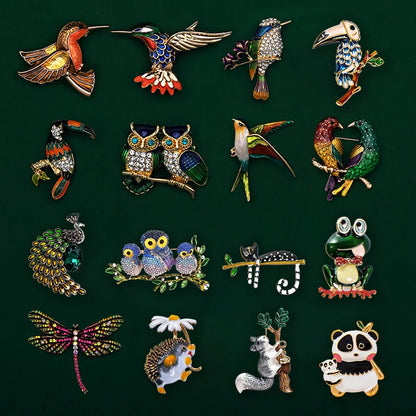 Creative Enamel Female Suit Bird Dragonfly Animal Pin Brooch Fashion Woman Girl Bag School Bag Brooches Accessories
