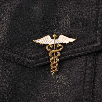 Crystal Caduceus Pins Badge Brooches Lapel Pin Medicine Symbol Jewelry Gifts For Nurse Doctor Medical Students Enamel Brooch Pin