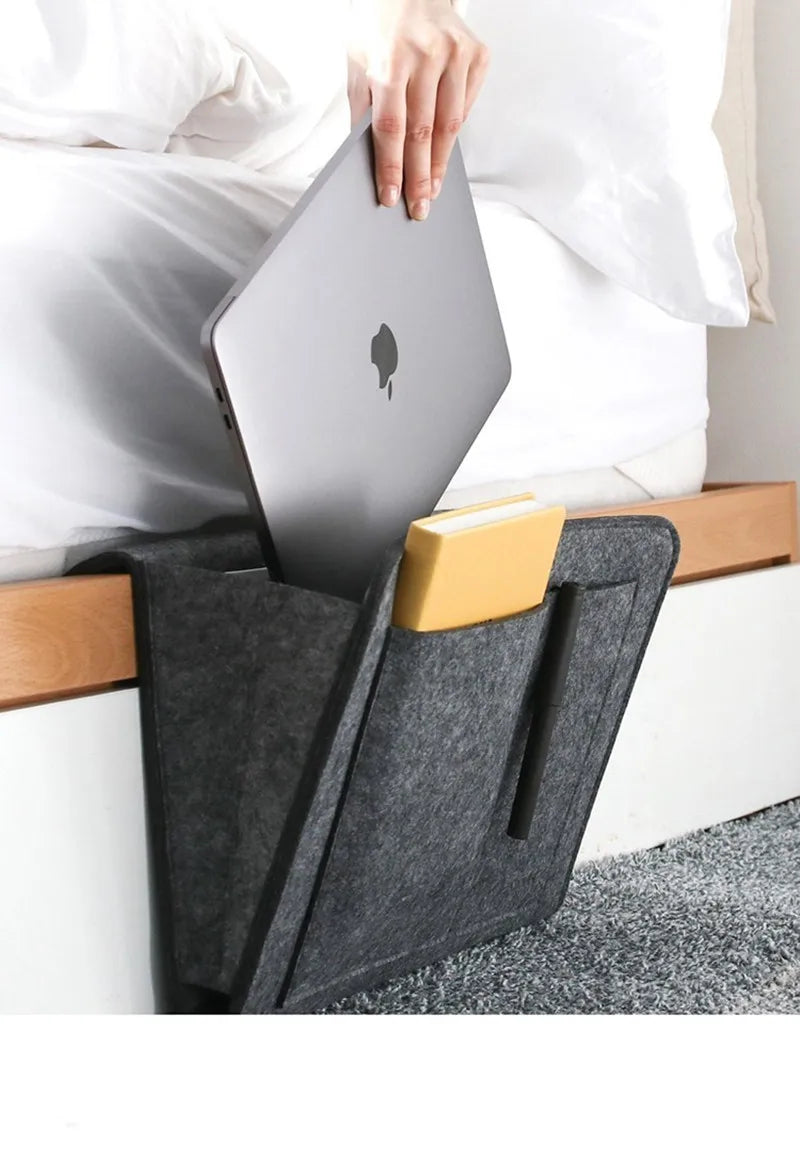 Storage Hang Bag Felt Dormitory Bed Sofa Bedroom Carpet Store Content For CD Magazines, Stationery Pad Mobile Phones Sundries