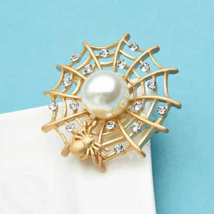 Wuli&baby Spider And Net Brooches For Unisex Pearl Insect Party Casual Brooch Pins Gifts