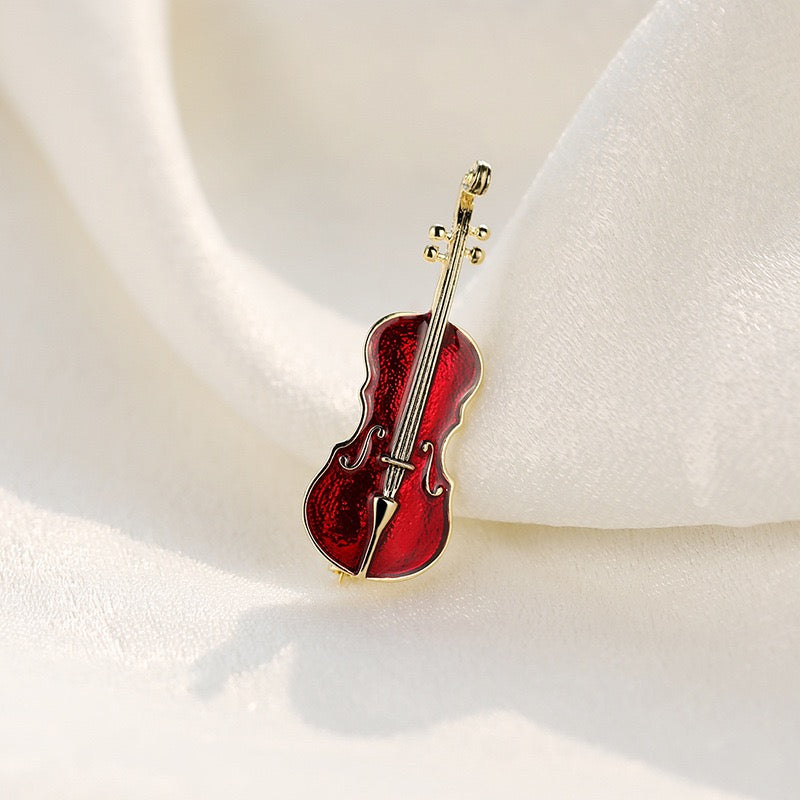 Fashion Violin  Punk Brooches Crystal Rhinestone Musical Instruments Brooch Pin Jewelry Accessories