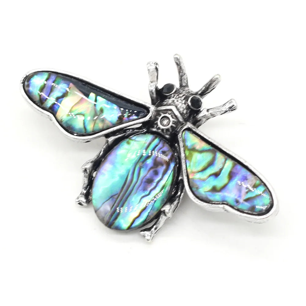 Natural Stone Amethyst Lapis Lazuli Brooches for Women Men Insect Bee Pins for DIY Pendant Necklace Jewelry Brooch Accessories