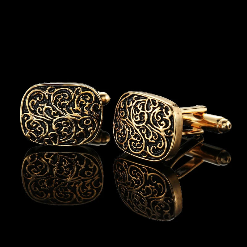 Quality Gold Color Cufflinks Retro Pattern Poker Bird Knot Fish Bullet French Shirt Cuffs Suit Accessories Wedding Jewelry