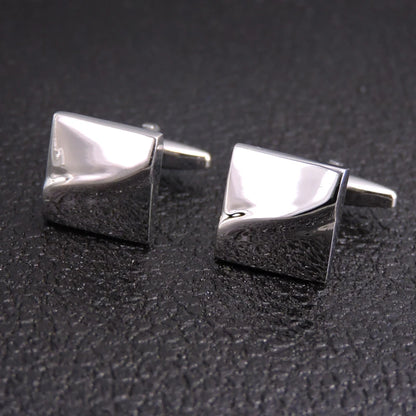 High quality hand polished laser metal Cufflinks Golden Silvery Black button Smooth textured cuffs French Cuff-links for men