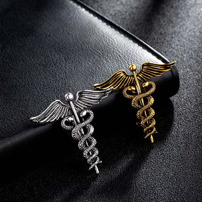 Crystal Caduceus Pins Badge Brooches Lapel Pin Medicine Symbol Jewelry Gifts For Nurse Doctor Medical Students Enamel Brooch Pin