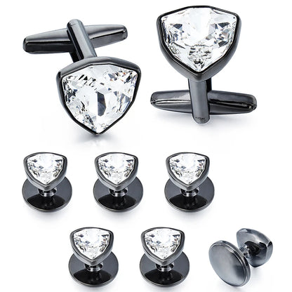 HAWSON Mens Cufflinks and Tuxedo Studs Set,luxury crystal cufflinks for Birthday Wedding Anniversary Jewelry or Accessories
