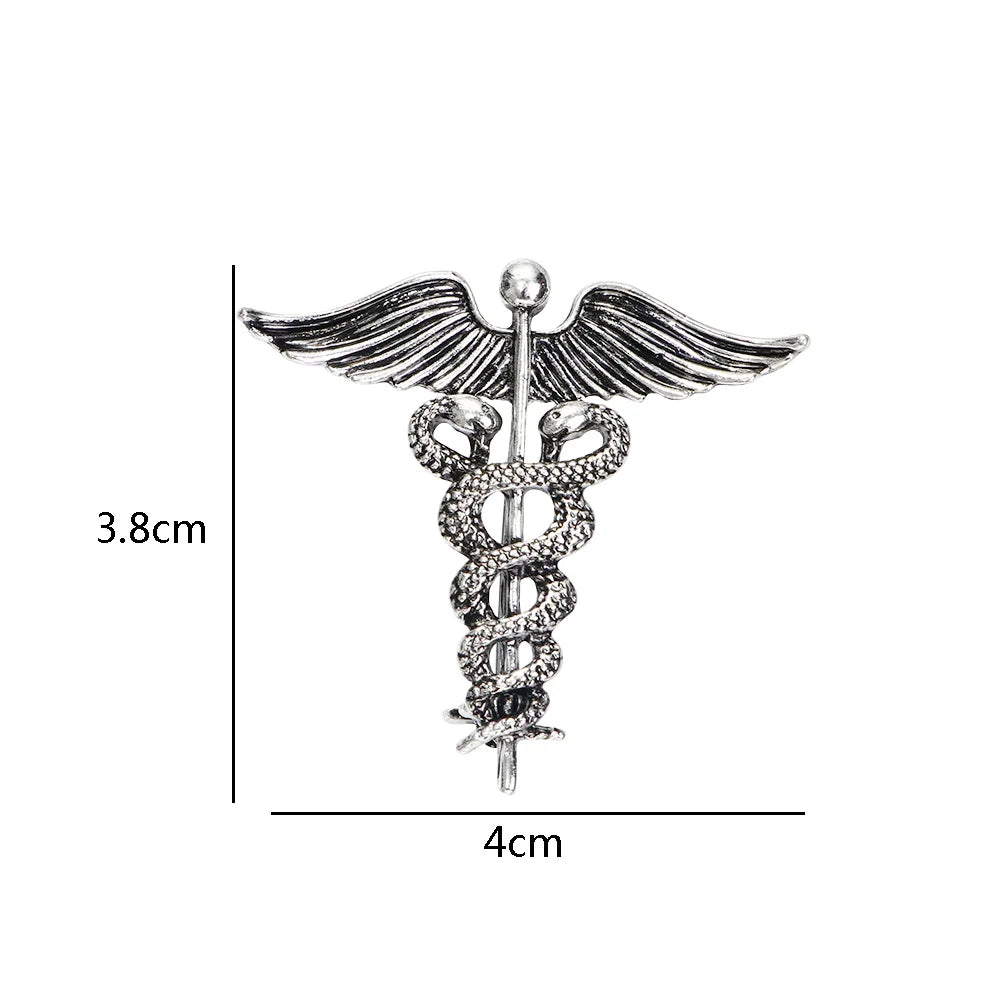 Crystal Caduceus Pins Badge Brooches Lapel Pin Medicine Symbol Jewelry Gifts For Nurse Doctor Medical Students Enamel Brooch Pin
