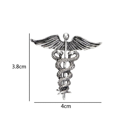 Crystal Caduceus Pins Badge Brooches Lapel Pin Medicine Symbol Jewelry Gifts For Nurse Doctor Medical Students Enamel Brooch Pin