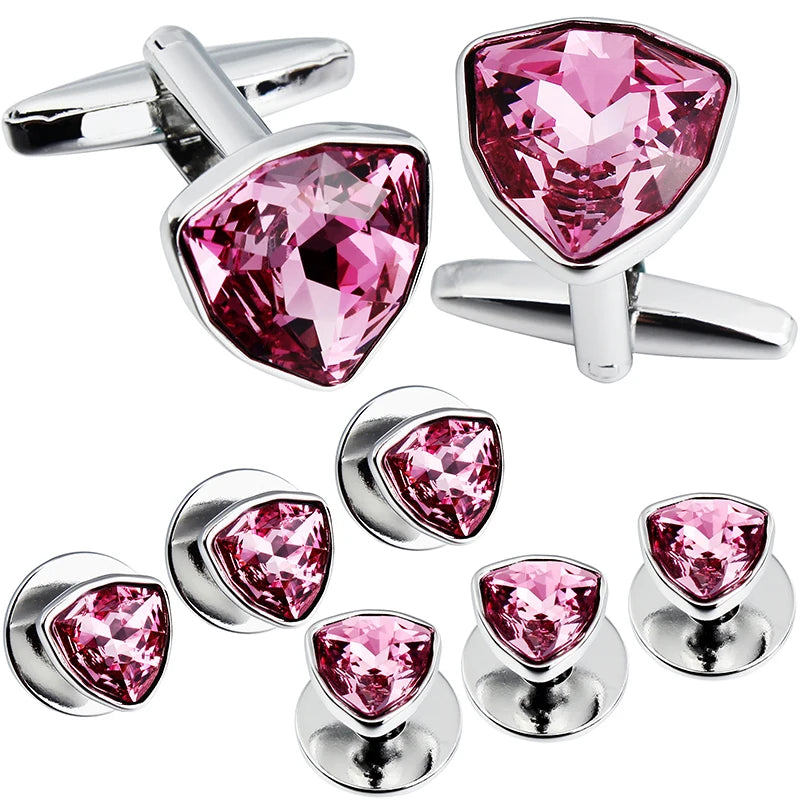 HAWSON Mens Cufflinks and Tuxedo Studs Set,luxury crystal cufflinks for Birthday Wedding Anniversary Jewelry or Accessories
