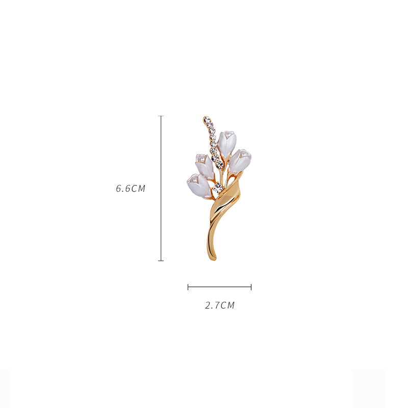 Elegant Gold Color Flower Tulip Brooch Sweet Flowers Pin Gift For Women Wedding Engagement Party Jewelry