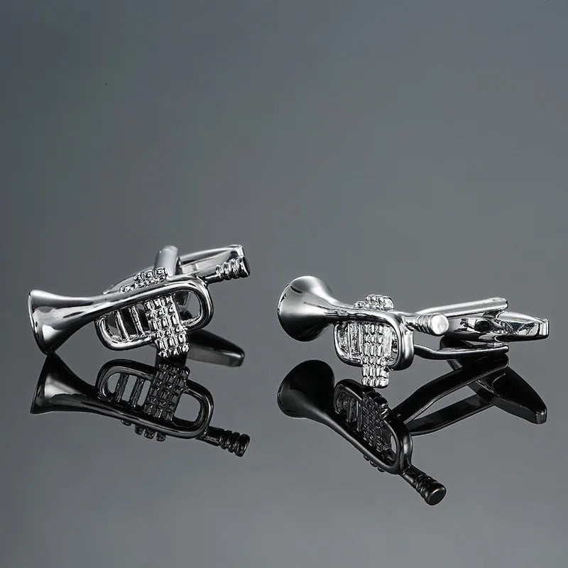 new brand high quality cuff links brass musical instruments Sax trumpet drum piano violin music symbol French shirt Cufflinks