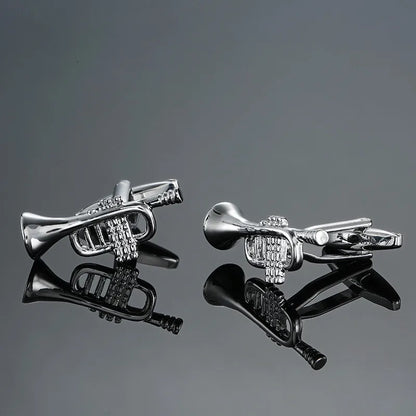 new brand high quality cuff links brass musical instruments Sax trumpet drum piano violin music symbol French shirt Cufflinks