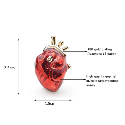 Wuli&baby Red Enamel Heart Brooches For Women And Men Hospital Clinic Professional Uniform Brooch Pins Team Gifts