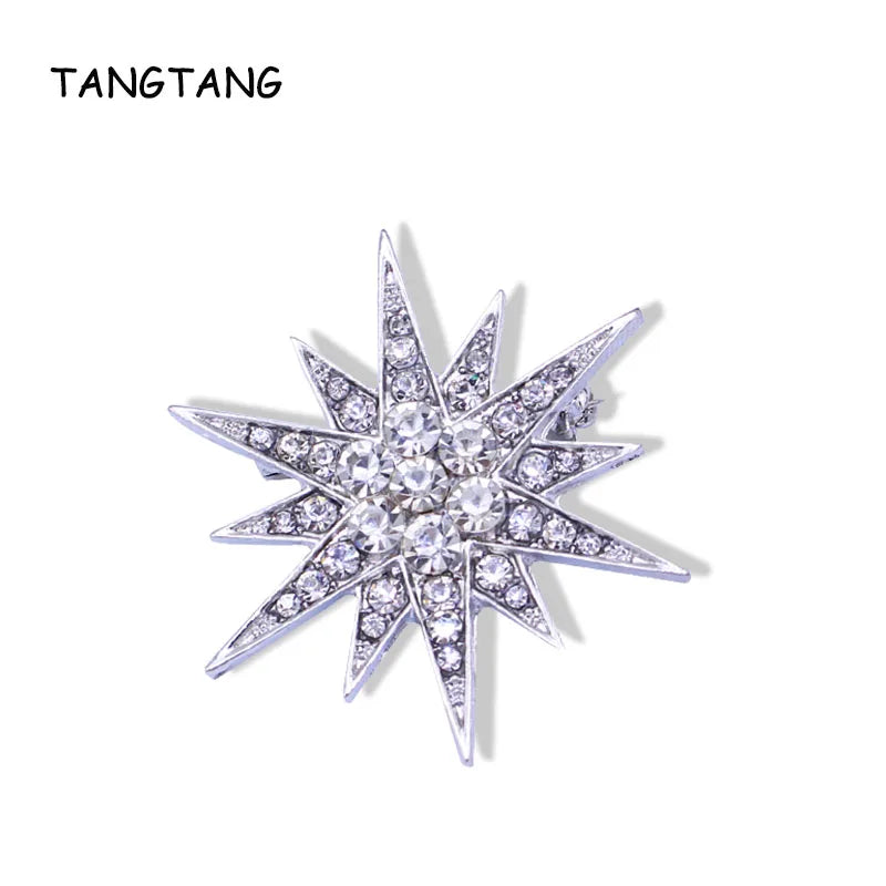 Hotsale Sparkly Shiny Fashion Clear Rhinestone Crystal Alloy STAR Brooch Wedding Jewelry Pin For Women Men, Item No.: ART104
