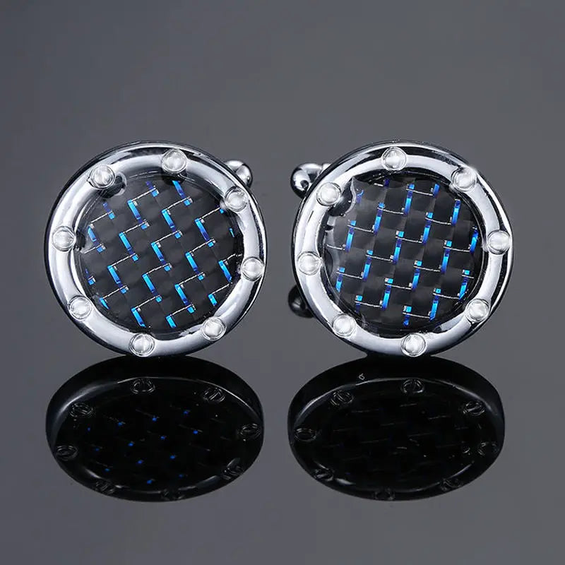 Classic design men's French shirt cuff button high quality copper silvery metallic Black Enamel CuffLinks