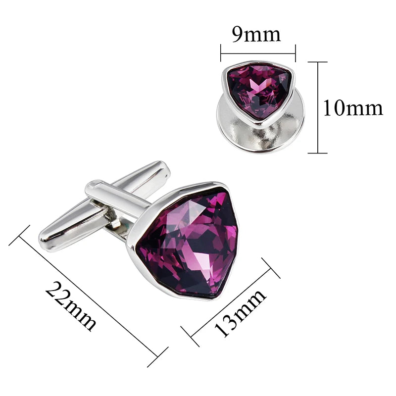 HAWSON Mens Cufflinks and Tuxedo Studs Set,luxury crystal cufflinks for Birthday Wedding Anniversary Jewelry or Accessories