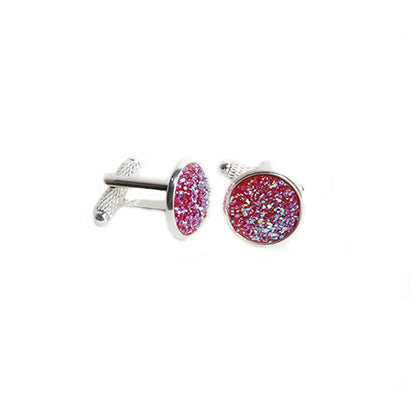 Simple Luxury Colorful Drusy Stone Cufflinks for Men Women Round Rhinestone Cuff links Novelty Shirt Sleeve Buttons Accessories