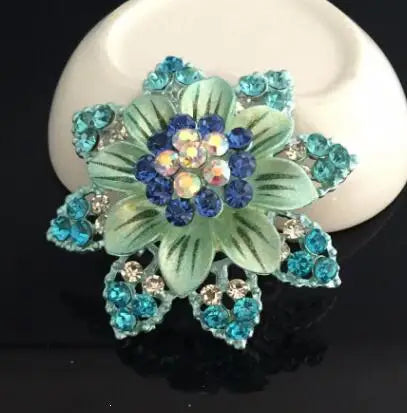 Big New Elegant Pink Crystal Flower Brooch Rhinestone Pin Romantic Wedding Bride Bridesmaid Large Brooches For Woman Jewelry