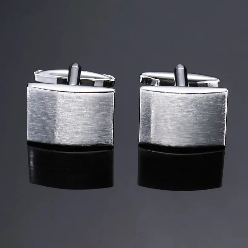 Classic design men's French shirt cuff button high quality copper silvery metallic Black Enamel CuffLinks