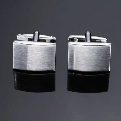 Classic design men's French shirt cuff button high quality copper silvery metallic Black Enamel CuffLinks