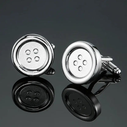 Classic design men's French shirt cuff button high quality copper silvery metallic Black Enamel CuffLinks