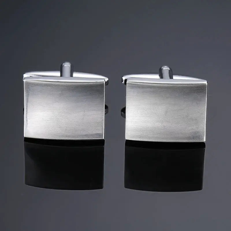 Classic design men's French shirt cuff button high quality copper silvery metallic Black Enamel CuffLinks