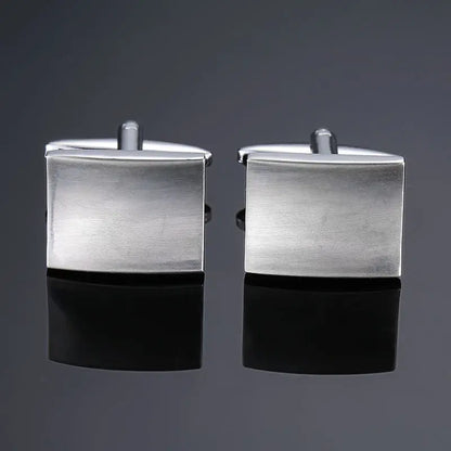Classic design men's French shirt cuff button high quality copper silvery metallic Black Enamel CuffLinks