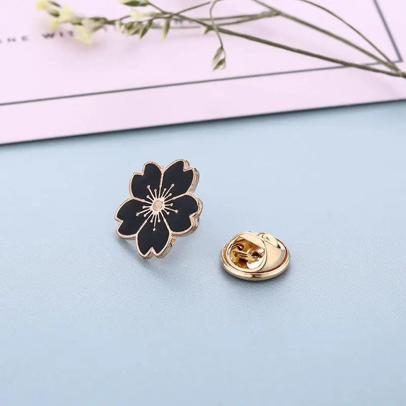 Cherry Flower Gold Silver Brooch Pin Buttons Pins Pin Badges For Bags Japanese Style Jewelry Gift For Girls Flower Brooch