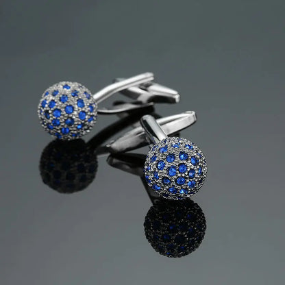 Novelty Luxury Blue White Crystal Cufflinks for Mens  Brand High Quality Design gold silvery Cuffbutton Shirt  Jewelry