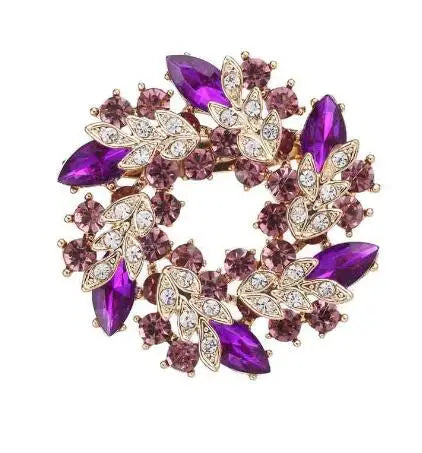 Big New Elegant Pink Crystal Flower Brooch Rhinestone Pin Romantic Wedding Bride Bridesmaid Large Brooches For Woman Jewelry