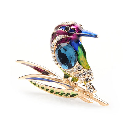 Wuli&baby Crystal Blue Purple And Green Enamel Bird Brooches For Women And Men Alloy Animal Wedding Party Banquet Brooch