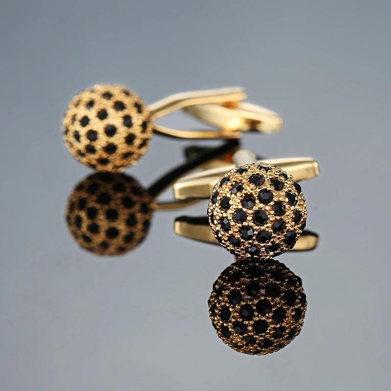 Novelty Luxury Blue White Crystal Cufflinks for Mens  Brand High Quality Design gold silvery Cuffbutton Shirt  Jewelry