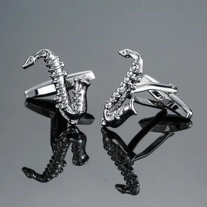 new brand high quality cuff links brass musical instruments Sax trumpet drum piano violin music symbol French shirt Cufflinks