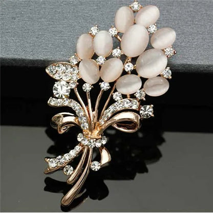 Big New Elegant Pink Crystal Flower Brooch Rhinestone Pin Romantic Wedding Bride Bridesmaid Large Brooches For Woman Jewelry