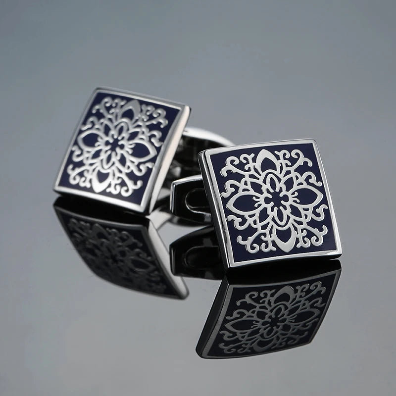 Fashion Men's Cufflinks Stainless Steel Business Cufflinks For Gentlemen steel Stamping Cuff Links Hand engraving Men Jewelry