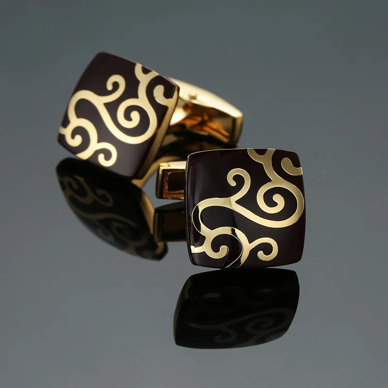 Fashion Men's Cufflinks Stainless Steel Business Cufflinks For Gentlemen steel Stamping Cuff Links Hand engraving Men Jewelry