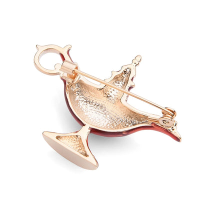 Wuli&baby Red Blue Enamel Aladdin Magic Lamp Light Brooches Women Men 2019 New Fashion Weddings Party Brooch Pins Gifts