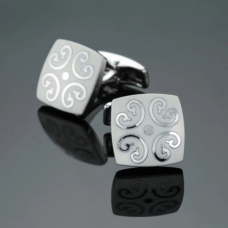 Fashion Men's Cufflinks Stainless Steel Business Cufflinks For Gentlemen steel Stamping Cuff Links Hand engraving Men Jewelry